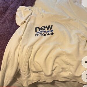 New Balance Off-White Hoodie with Blue Logo